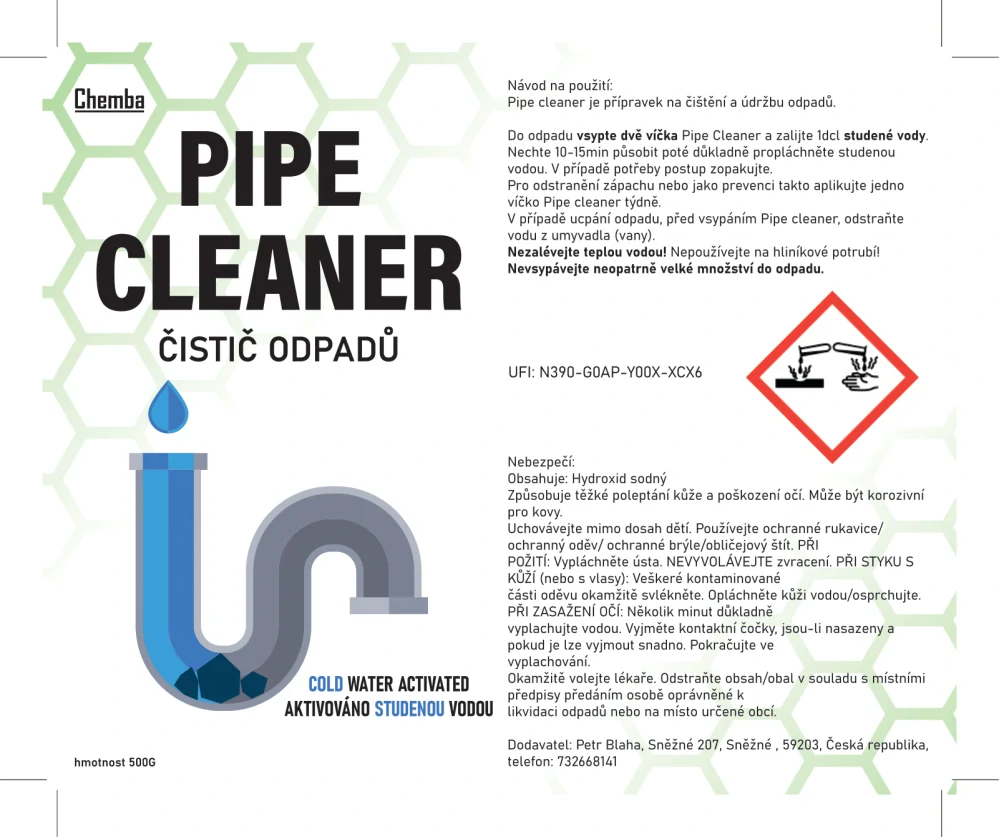 Pipe Cleaner 500g čistič odpadu Chemba